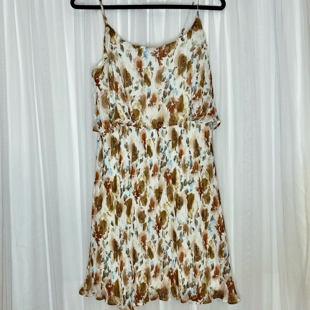 Gilli Brown Tan Pleated Mini Sundress